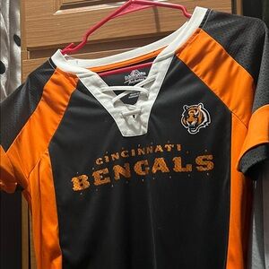 Majestic Black and Orange Cincinnati Bengals Woman’s Jersey Top